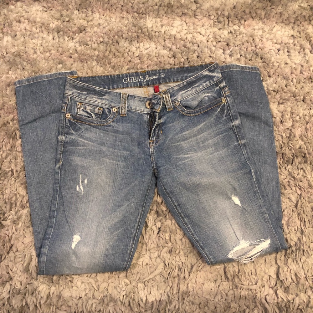 Daredevil skinny leg- Distressed frayed jeans